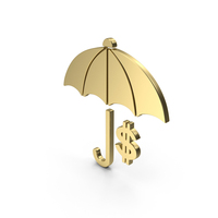 Gold Umbrella Dollar Symbol PNG & PSD Images