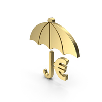 Gold Umbrella Euro Symbol PNG & PSD Images