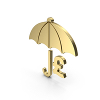 Gold Umbrella Pound Symbol PNG & PSD Images