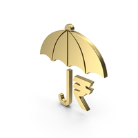 Gold Umbrella Rupee Symbol PNG & PSD Images