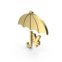 Money Protection Umbrella Yen Symbol Gold PNG & PSD Images