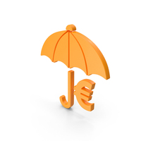 Orange Umbrella Euro Symbol PNG & PSD Images