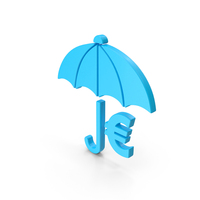 Blue Umbrella Euro Symbol PNG & PSD Images