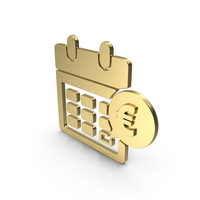 Gold Calendar Euro Symbol PNG & PSD Images