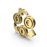 Currency Exchange Dollar Euro Yen Symbol Gold PNG & PSD Images