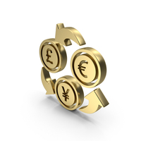 Currency Exchange Yen Euro Pound Symbol Gold PNG & PSD Images