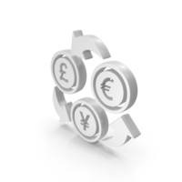 White Currency Exchange Yen Euro Pound Symbol PNG & PSD Images