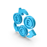 Currency Exchange Dollar Euro Pound Symbol Blue PNG & PSD Images