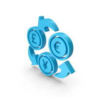 Currency Exchange Yen Euro Pound Symbol Blue PNG & PSD Images