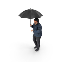Isaac Casual Winter Idle Pose With Umbrella PNG & PSD Images