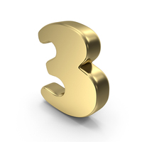 Gold Font Cooper Number 3 PNG & PSD Images