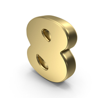Gold Font Cooper Number 8 PNG & PSD Images