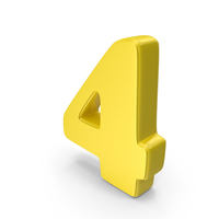 Yellow Font Cooper Number 4 PNG & PSD Images
