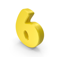 Yellow Font Cooper Number 6 PNG & PSD Images