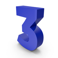 Number Three Blue PNG & PSD Images