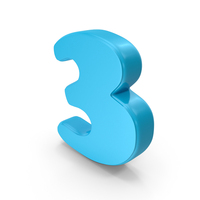 Blue Font Cooper Number 3 PNG & PSD Images