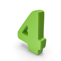 Green Font Cooper Number 4 PNG & PSD Images