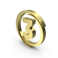 Gold Circular Number 3 PNG & PSD Images