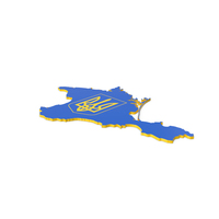 Blue & Gold Crimea Contour With Coat Of Arms PNG & PSD Images