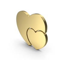 Gold Big & Small Heart Symbol PNG & PSD Images