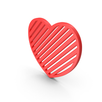 Red Striped Heart Shape Symbol PNG & PSD Images