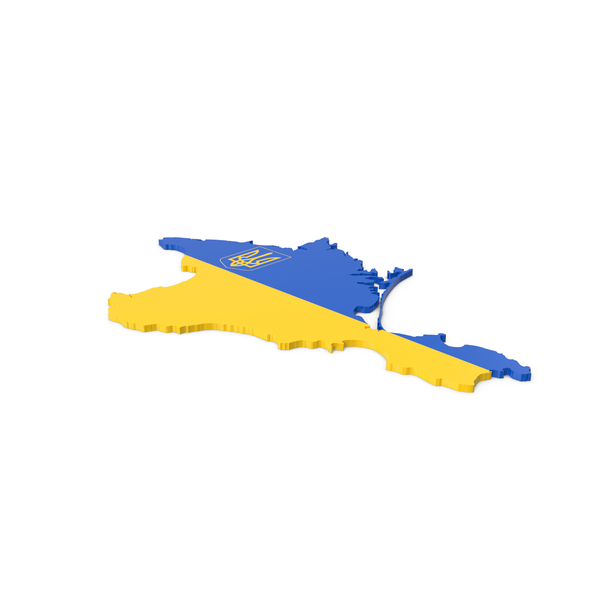 克里米亚轮廓乌克兰旗帜带有徽章PNG和PSD图像