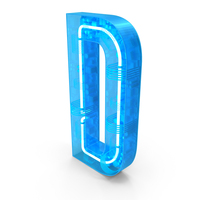 Blue Plastic Neon Letter D PNG & PSD Images
