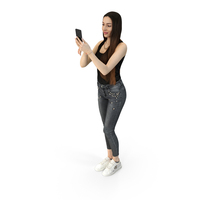 Elizabeth Casual Spring Interacting With Phone Pose PNG & PSD Images