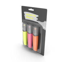 3 Highlighter Markers with Package PNG & PSD Images