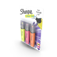 3 Sharpie Highlighter Markers with Package PNG & PSD Images