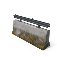 Dirty Concrete Barrier With Guardrail PNG & PSD Images