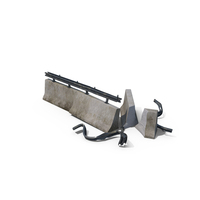 Damaged Concrete Barrier With Guardrail PNG & PSD Images