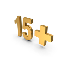 Gold 15+ Age Restriction Symbol PNG & PSD Images
