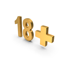 Gold 18+ Age Restriction Symbol PNG & PSD Images