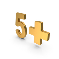 Gold 5+ Age Restriction Symbol PNG & PSD Images
