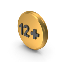 Gold 12+ Age Restriction Round Symbol PNG & PSD Images