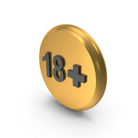 Gold 18+ Age Restriction Round Symbol PNG & PSD Images