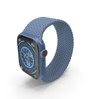 Apple Watch 7 Blue Aluminum Case with Braided Solo Loop PNG & PSD Images