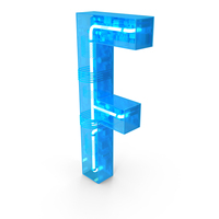 Blue Plastic Neon Letter F PNG & PSD Images