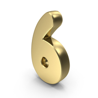 Gold Font Cute Number 6 PNG & PSD Images