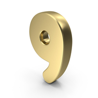 Gold Font Cute Number 9 PNG & PSD Images