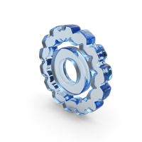 Gear Symbol Glass Blue PNG & PSD Images