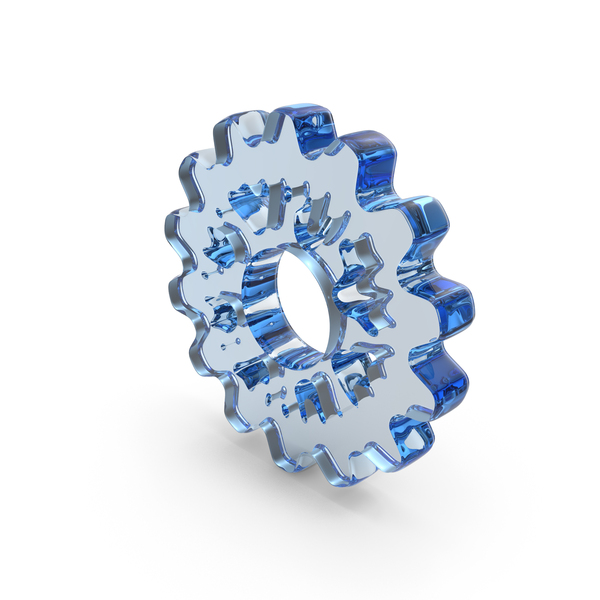 Gear Symbol Glass Blue PNG & PSD Images