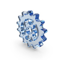Gear Symbol Glass Blue PNG & PSD Images