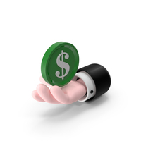 Dollar Coin In Cartoon Hand PNG & PSD Images