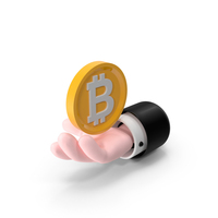 Cartoon Bitcoin In Cartoon Hand PNG & PSD Images