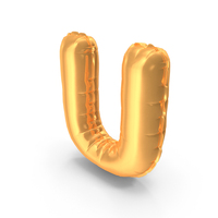 Gold Foil Holiday Baloon Letter U PNG & PSD Images