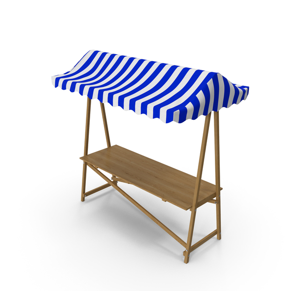Wooden Market Stall with Awning PNG & PSD Images