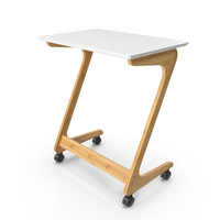 White Laptop Table on Wheels PNG & PSD Images