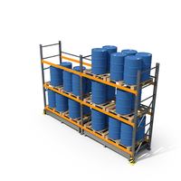 Metal Shelf with Barrels PNG & PSD Images